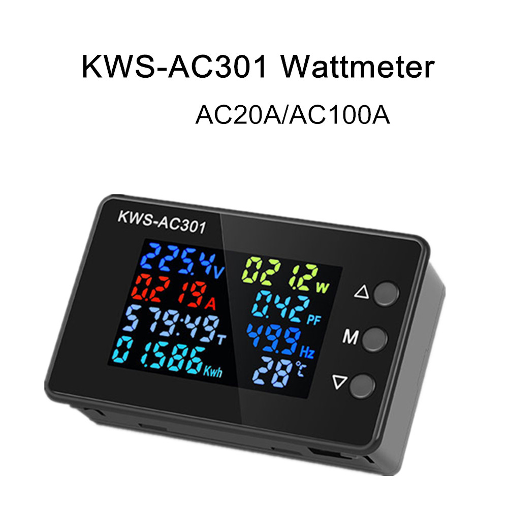 Wattmètre KWS-AC301 compteur de puissance voltmètre AC 50-300V tension 50-60HZ analyseurs de puissance LED compteur d'électricité AC détecteur 0-20/100A