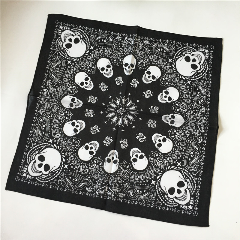 Mais colorido impresso crânio paisley geométrico algodão bandanas feminino bandana lenço quadrado lenço headwear hairband