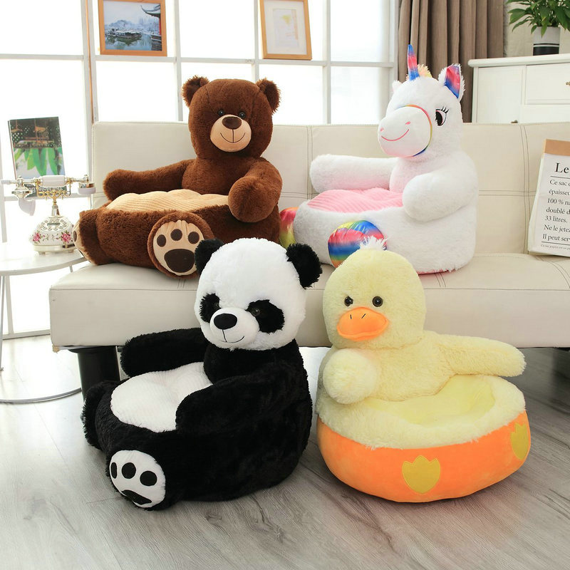 50CM Nuovo Panda Infantile Ragazzi Sedili Morbido Divano Cartoon Anatra Animale Ragazze Comfort Peluche Unicorno Orso Sedie Contiene Riempimento