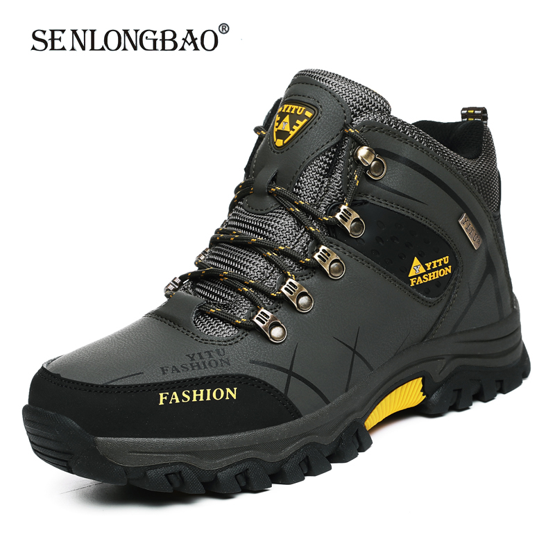 ยี่ห้อผู้ชายฤดูหนาวหิมะรองเท้าบูทหนังกันน้ํารองเท้าผ้าใบ Super WARM รองเท้าผู้ชายกลางแจ้งชายรองเท้าเดินป่ารองเท้าทํางานขนาด 39-47