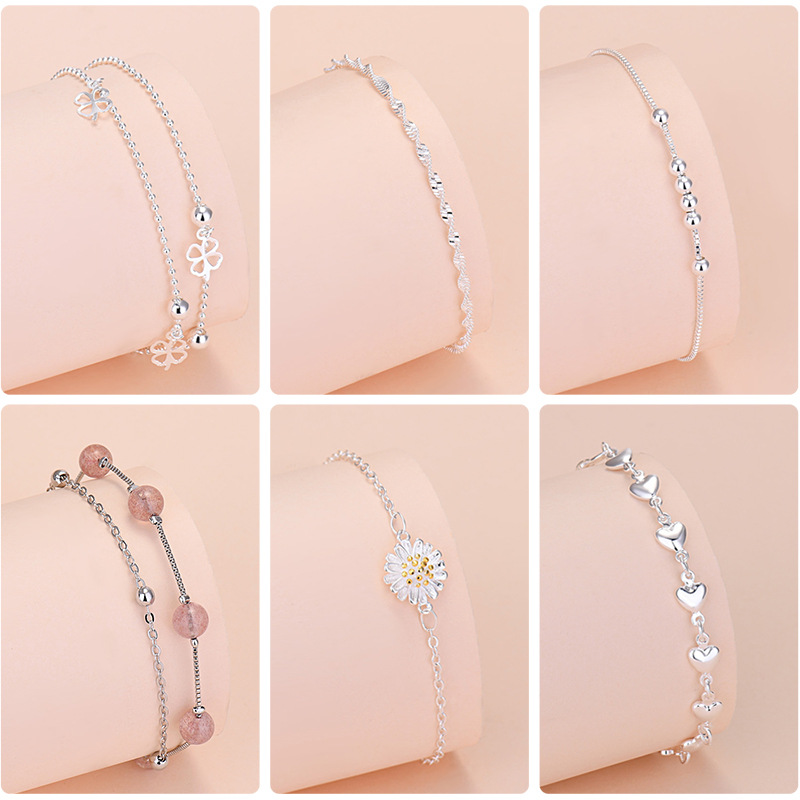 Bracciale con ciondolo portafortuna in argento sterling 925 per donna Braccialetti rotondi a catena Accessori natalizi per gioielli di qualità di lusso di moda