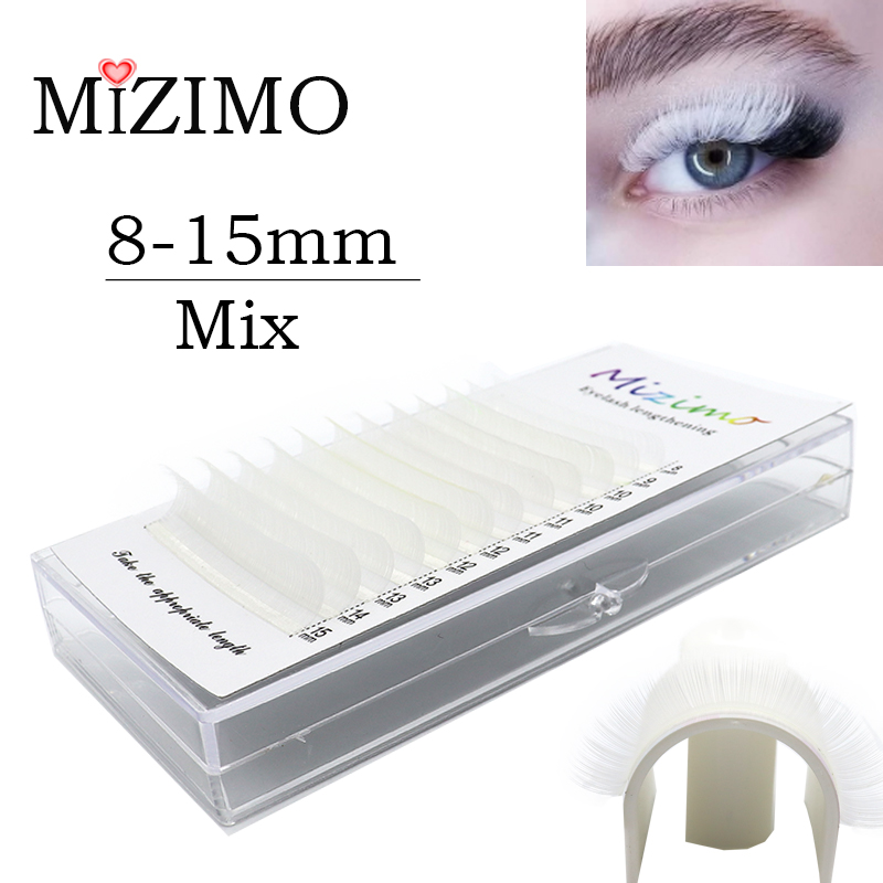 Pestañas postizas de Color blanco, 8-15 de longitud mezcladas con suavidad Natural extendida, maquillaje profesional para injerto C/D, nuevo