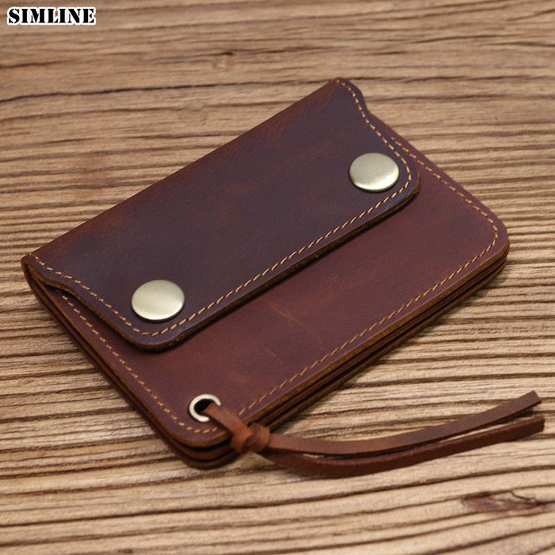 100% carteira de couro genuíno para homens marca masculina vintage artesanal curto pequeno bolsa titular do cartão com zíper bolsa de bolso de moedas
