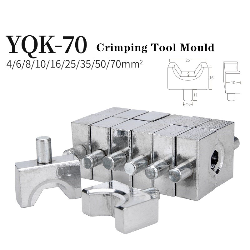 Abrazadera hidráulica de YQK-70, herramienta de prensado de terminales de cobre y aluminio, troquel Hexagonal, 1 par