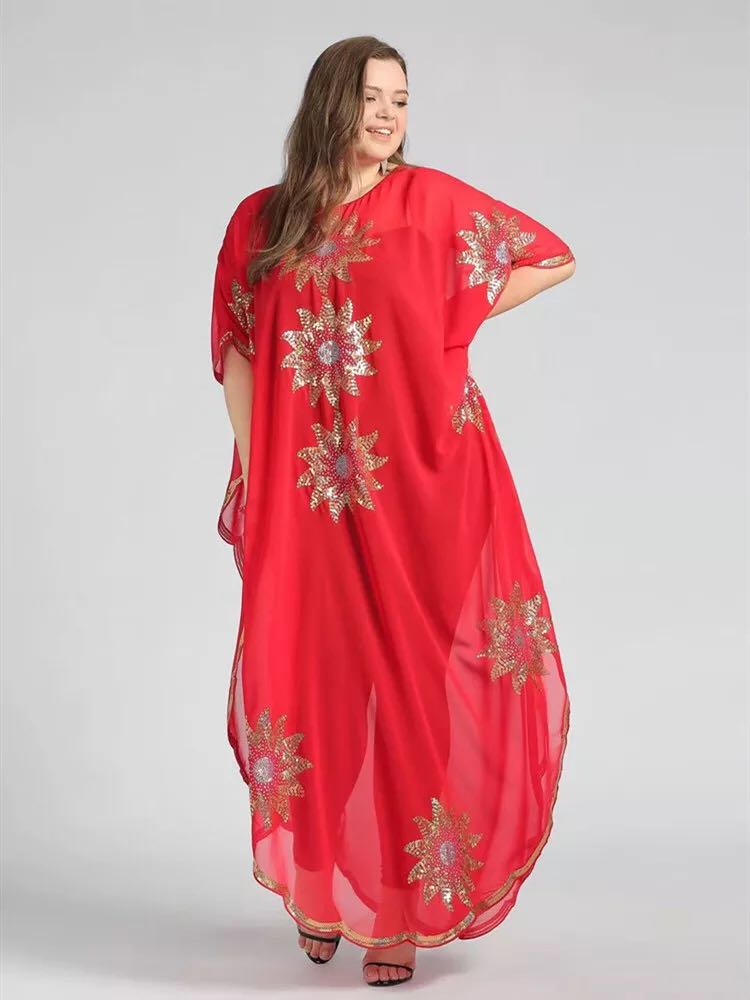 Nieuwe Afrikaanse Damesmode Gouden Pailletten Losse Lange Jas Jurk Zwart Gratis Grootte Voor Snelle Levering