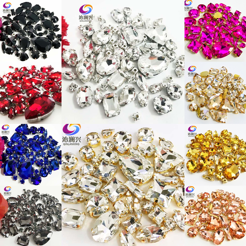 Heet! 68 stks/58 stks Zilver/Goud Bodem Mix Maat AAA Glas Kristal Materiaal Naai op Klauw Steentjes, Diy/Kleding Accessorie