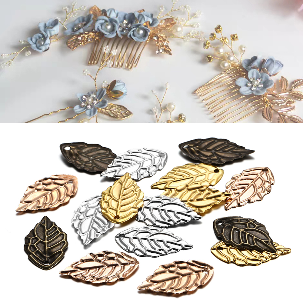 100 Pz/lotto 10*18mm Ciondoli In Metallo Color Oro Forma di Foglia Orecchini Pendenti FAI DA TE Per Creazione di Gioielli Risultati Forniture Accessori