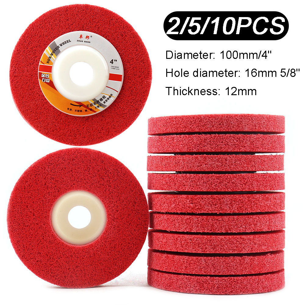 2–10 Stück 4' Nylonfaser-Polierscheibe, Vlies-Schleifscheibe, 100 mm Schleif- und Polierscheibe für Metall, Holz, Polieren, 7P