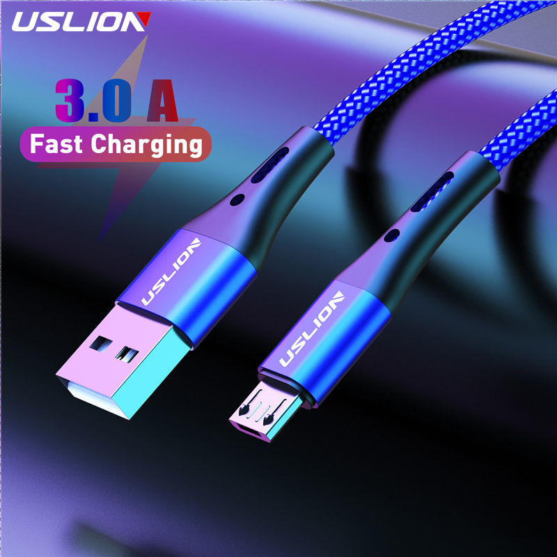 USLION-Cable Micro USB de carga rápida para teléfono móvil, Cable de datos para Samsung S7, Xiaomi, Android, Redmi Note 5 Pro, 3m
