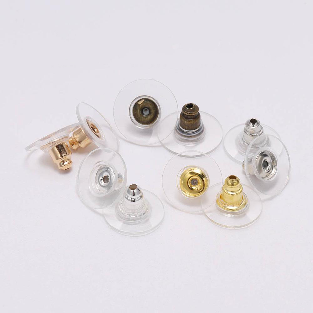 100 stks/partij Gold Post Rubber Earring Backs Stopper Earnuts Stud Earring Terug Benodigdheden Voor DIY Sieraden Maken Bevindingen Accessoires