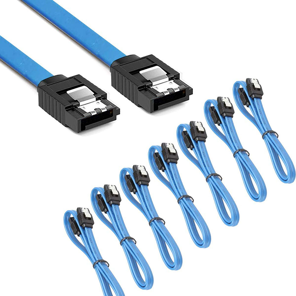 Lot de 12 câbles SATA III HDD SDD à angle droit de 90 degrés/droits, 6,0 Gbps avec loquet de verrouillage, 16 pouces, pour disques SATA HDD, SSD, lecteurs CD