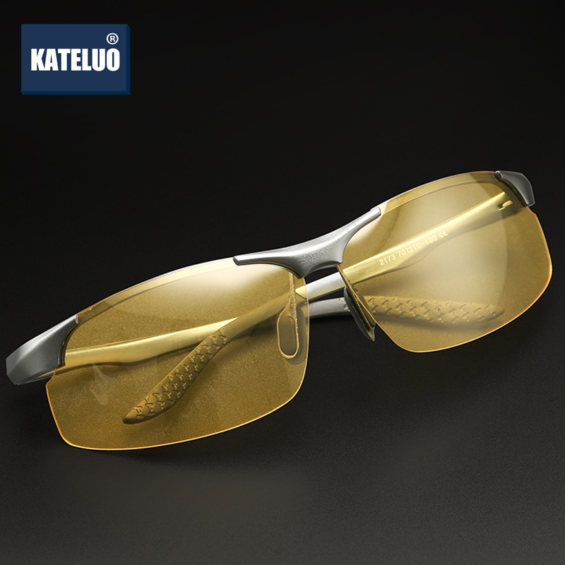 KATELUO óculos de visão noturna para homens, óculos amarelos para carros, óculos antireflexo para motorista, óculos polarizados fotocromos, 2173