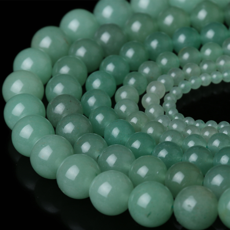 Cuentas sueltas redondas de Aventurina verde de piedra Natural, hebra de 15 ", 4, 6, 8, 10, 12, 14MM, tamaño a elegir para fabricación de joyas con dijes