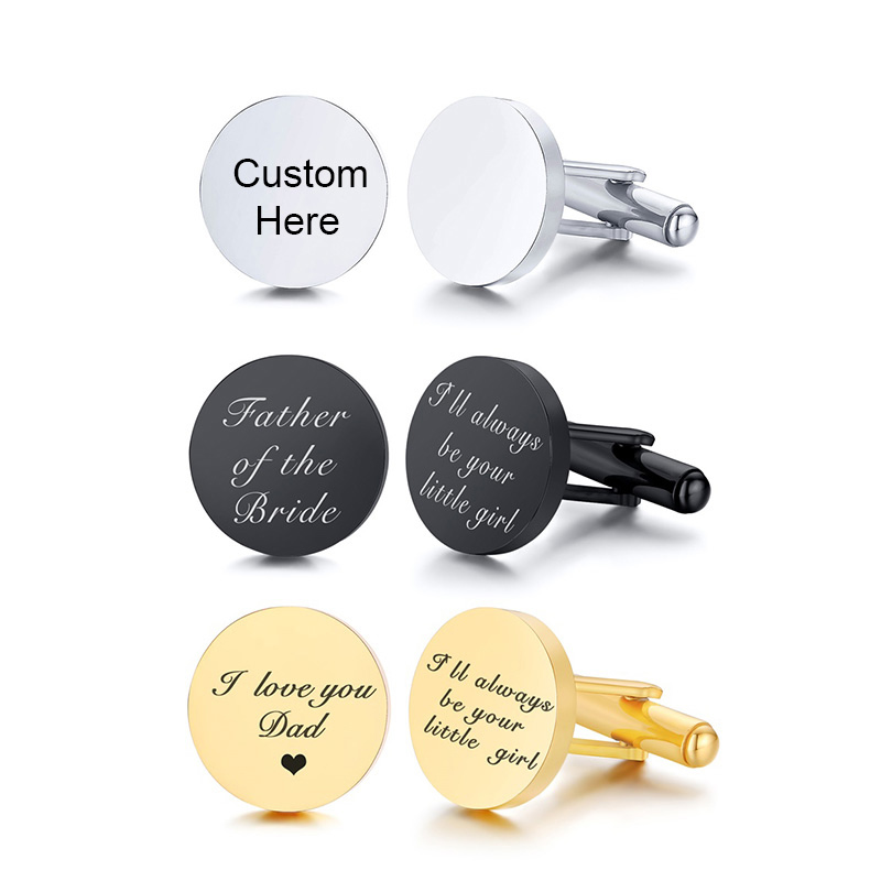 ส่วนบุคคลแกะสลัก Simple Cufflinks สําหรับผู้ชายเรขาคณิตสแตนเลสโลหะ Cuff Links ที่กําหนดเองของขวัญวันเกิดงานแต่งงานฟรีเรือ