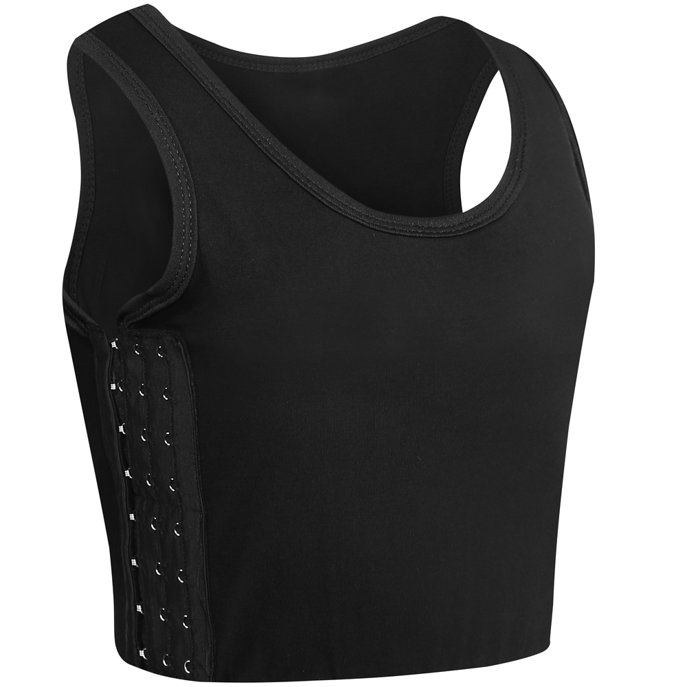 XUJI Camiseta sin mangas ajustada de algodón transpirable con carpeta elástica para el pecho para mujer Tomboy Trans