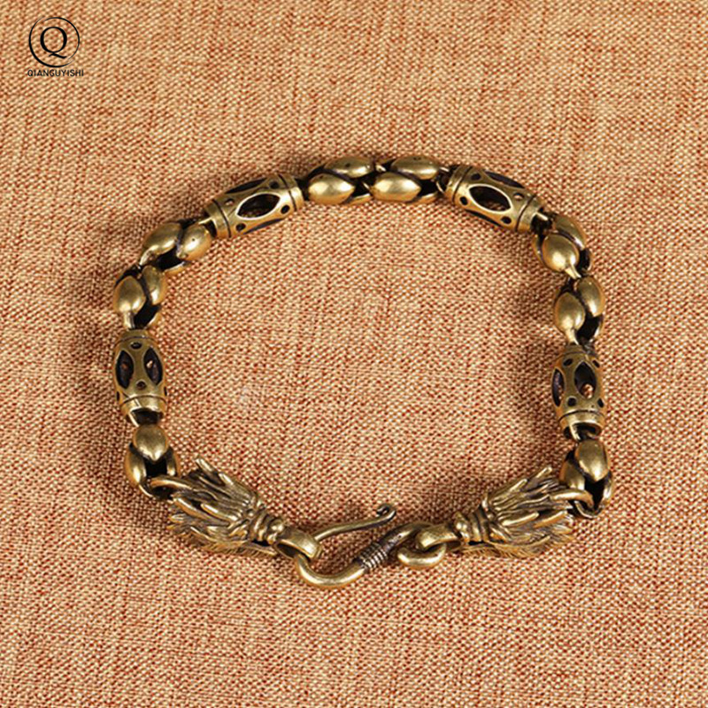 Vintage Messing Drachen Kopf Charme Armbänder Schmuck Retro Kupfer Punk Hip Hop Männer Kette Armbänder Armbänder Frauen Mode Armreifen