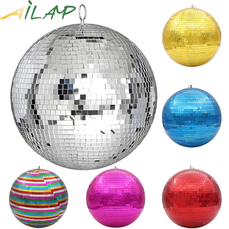 Boule de disco miroir Max 30cm, boule de verre rotative, décorations de fête, ktv bar dj, réflexion d'éclairage, boule de miroir colorée