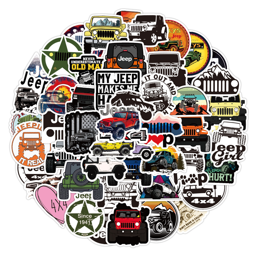 10/30/50PCS Jeep Cool adesivi per auto Graffiti Skateboard frigo chitarra Laptop moto viaggi classico giocattolo decalcomanie adesivo giocattolo per bambini