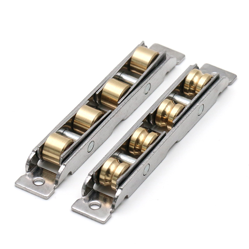 Polia de janela de aço inoxidável, rodas silenciosas de cobre com ranhura em u, rodízios de rolo para porta, janela de vidro deslizante, montagem de hardware