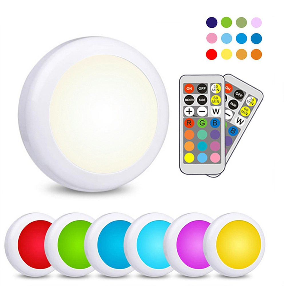 LED-kastlamp RGB Puck-lamp Afstandsbediening Batterijaangedreven Dimbaar Keuken Onder kast Kastlicht Nachtlampje Veelkleurig