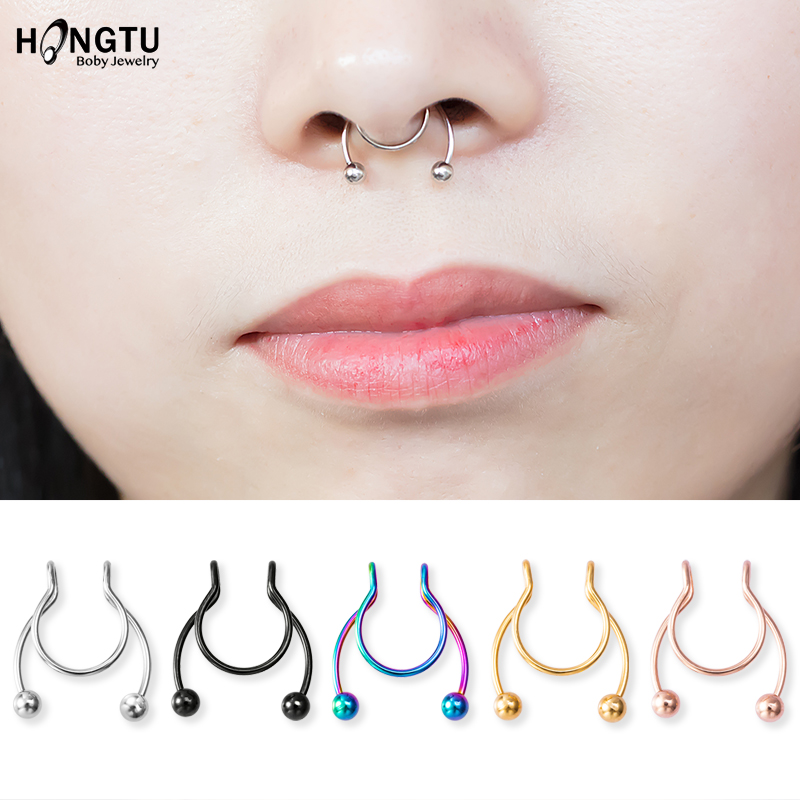 1-5 pièces nouveau faux nez Piercing faux nez anneau cerceau Septum anneaux acier chirurgical coloré faux Piercing nez Piercings bijoux 20G