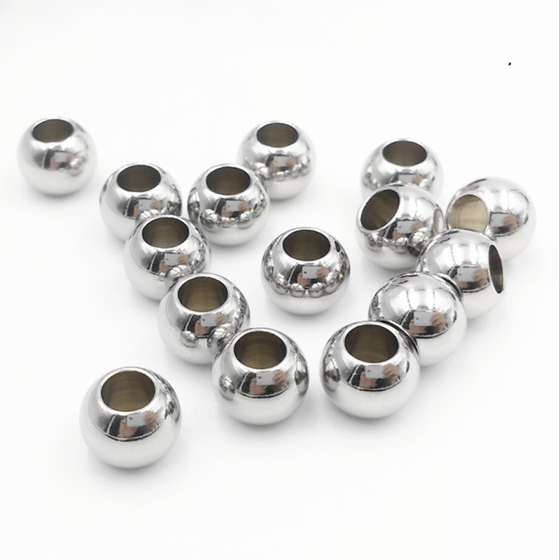 50 peças pulseira de aço inoxidável contas de buraco grande diy acessórios de artesanato descobertas contas espaçadoras soltas para fazer jóias