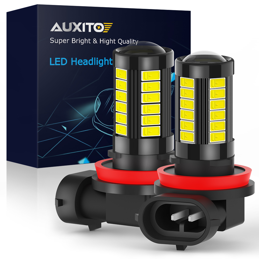 AUXITO 2 ชิ้น H11 ไฟตัดหมอก LED H8 H11 H9 5630 33SMD LED 1000LM 9005 HB3 9006 HB4 หลอดไฟ LED สำหรับรถยนต์ ไฟ DRL สำหรับขับขี่ 6000K สีขาว