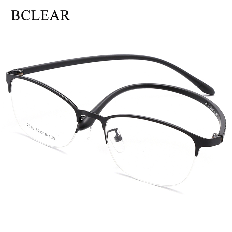 KLAR Urltra-Licht Damen Titanlegierung Oval Vollhalbrand Brillengestelle Brillen mit flexiblen Beinen IP Galvanik 2515