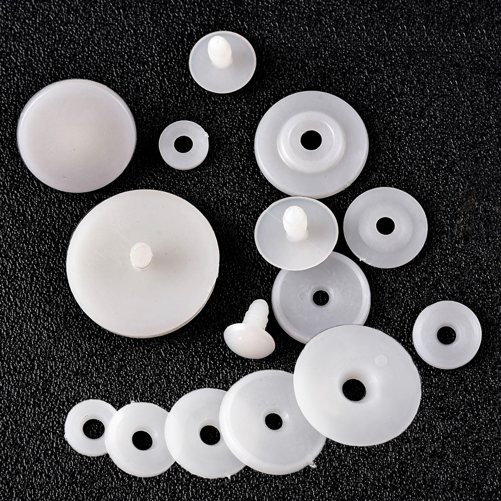 Articulaciones de plástico blanco para hacer muñecas para niños, manualidades de oso de peluche, accesorios de juguetes para niños, 15/20/25/30/35/45mm, 20/50 piezas