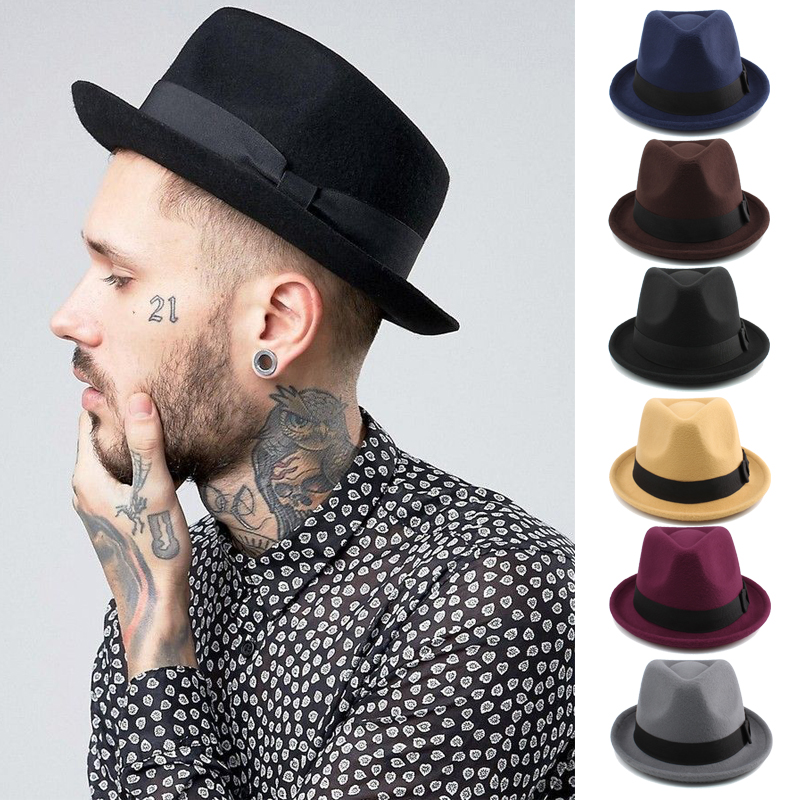 Männer Frauen Fedora Hüte Trilby Sonnenhüte Panama Caps Klassische Retro Jazz Outdoor Reise Party Street Style Winter Warm Größe L 7 1/4