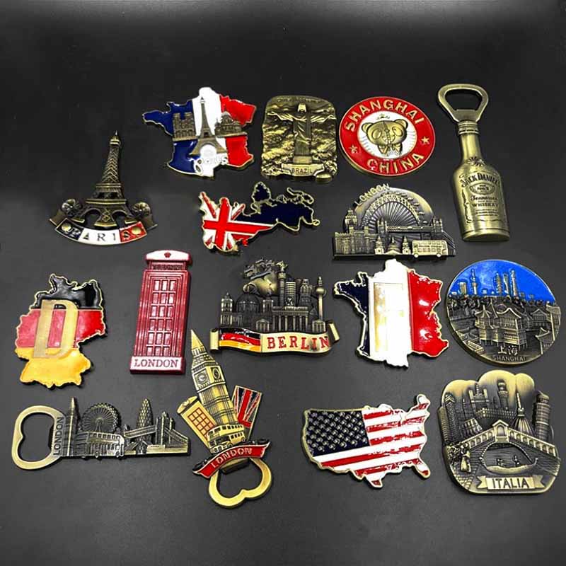 Aimant de réfrigérateur National en métal, Souvenirs de tourisme, Paris, londres, brésil, Berlin, ouvre-bouteille, autocollant de réfrigérateur haut de gamme, décoration de maison