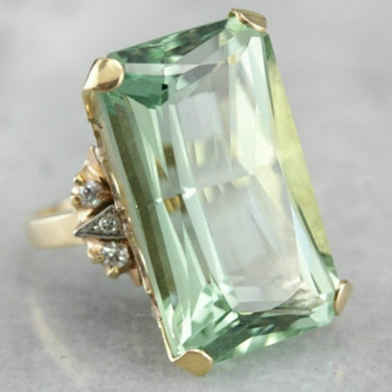 Anillo de princesa de boda de diamante verde de moda y exquisita, anillo de amor, tamaño 5-11