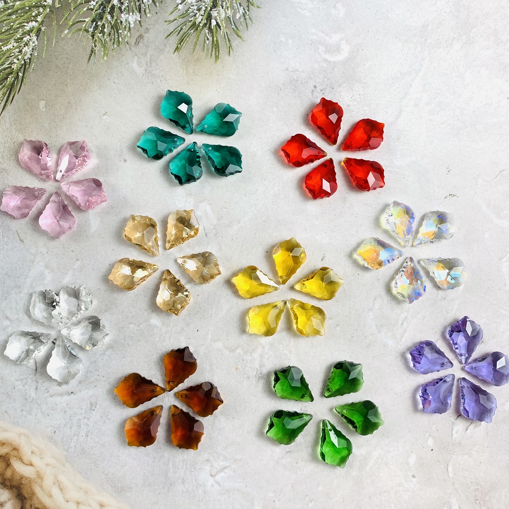 22Mm 10 Stuks Esdoornblad Kristal Kraal Prisma Lighitng Suncatcher Kroonluchter Onderdelen Vervanging Hanger Home Decor Diy Sieraden Maken