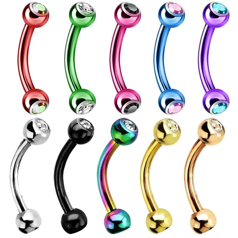 2/5/10PC Edelstahl Kristall Augenbraue Piercing Lot Zunge Piercing Schlange Augen Groß Augenbraue Ring Gemischt schlange Beißen Piercing Lot