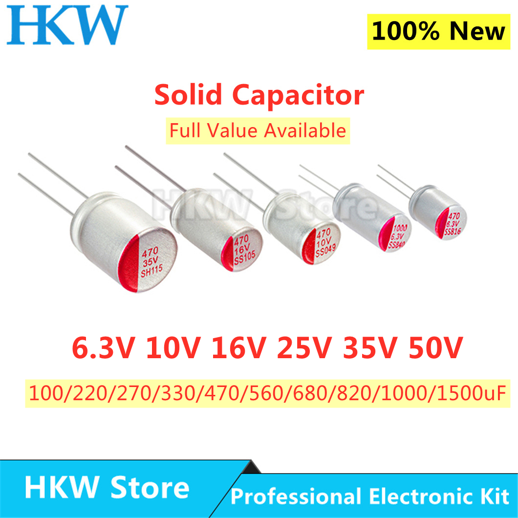 10 stks Nieuwe DIP Vaste Elektrolytische Condensator Super Lage ESR 6.3 V 16 V 25 V 35 V 50 V 100 UF 270 UF 470 UF 220 330 560 680 UF 820 UF 1000 UF