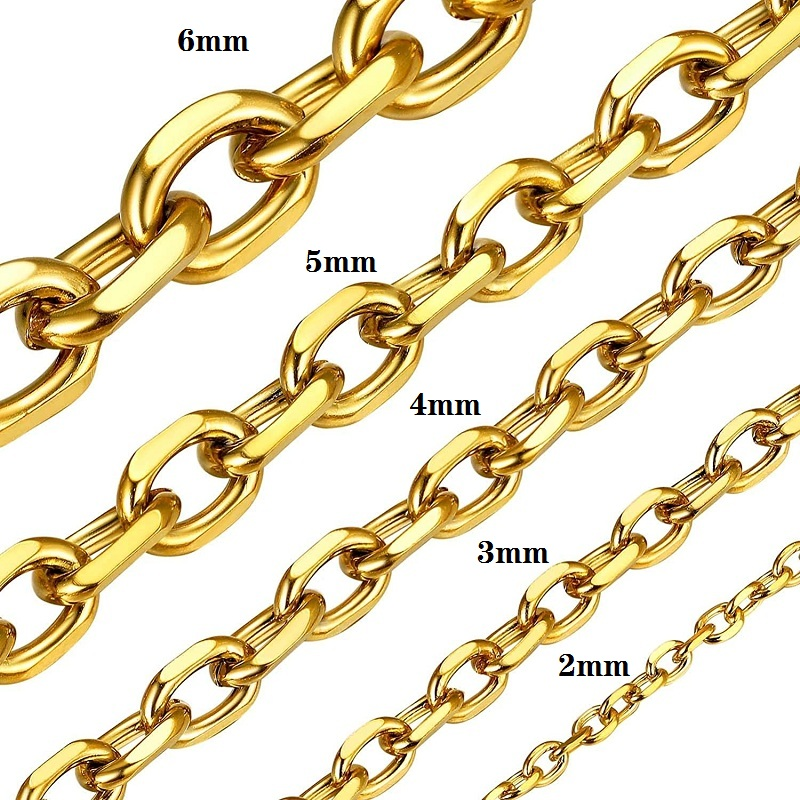 Edelstahl O-Kette für Männer Frauen Rolo Halskette für Anhänger Gold/Silber/Schwarz Farbe Kabel Link Geschenk 2mm 3mm 4mm 5mm 6mm breit