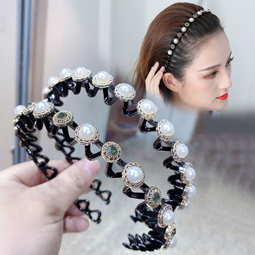 Mode Perlen Stirnbänder für Frauen Strass Haarband haarband Mädchen Haar Band Nicht-Slip Lünette Headwrap Haar Zubehör
