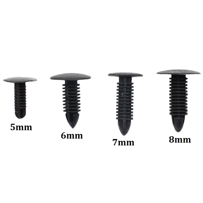Rivet en plastique noir, 50 pièces, 5mm 6mm 7mm 8mm, Clip de fixation pour panneau de garniture de toit de coffre de voiture
