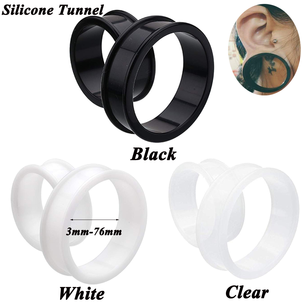 2 uds supersize Flexible silicona doble acampanado tapón para túnel de oreja Piercing para oreja túnel de carne calibre de oreja expansor ensanchadores Piercing