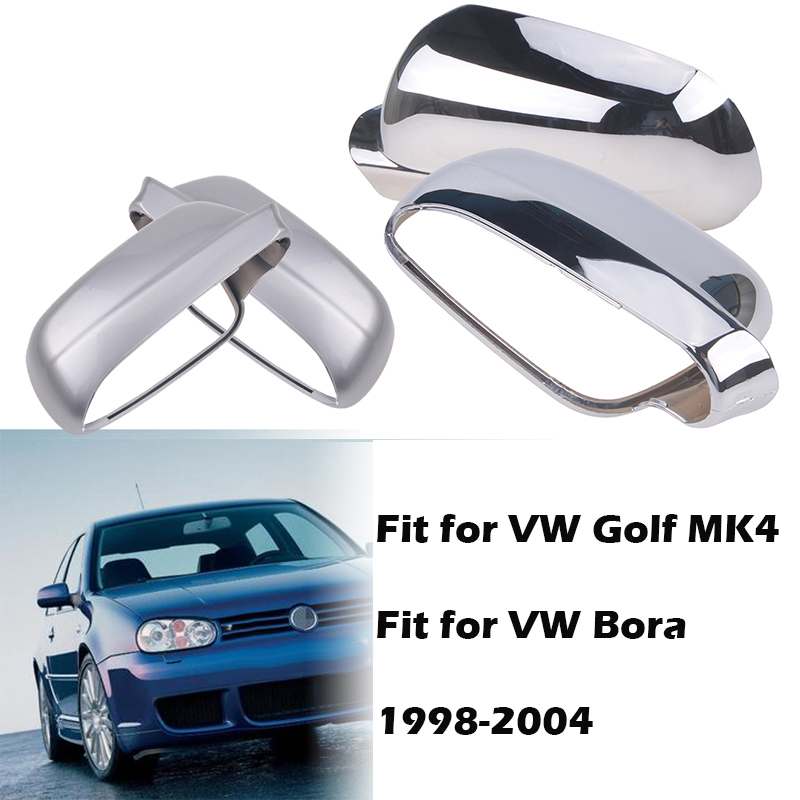 Nakładki na lusterka wsteczne Chrome/Srebrne do VW Golf MK4 Jetta MK4 Passat B5 Lewa/Prawa Strona, Równakowy Rozmiar, Zamiennik Obudowy Lusterka Bocznego