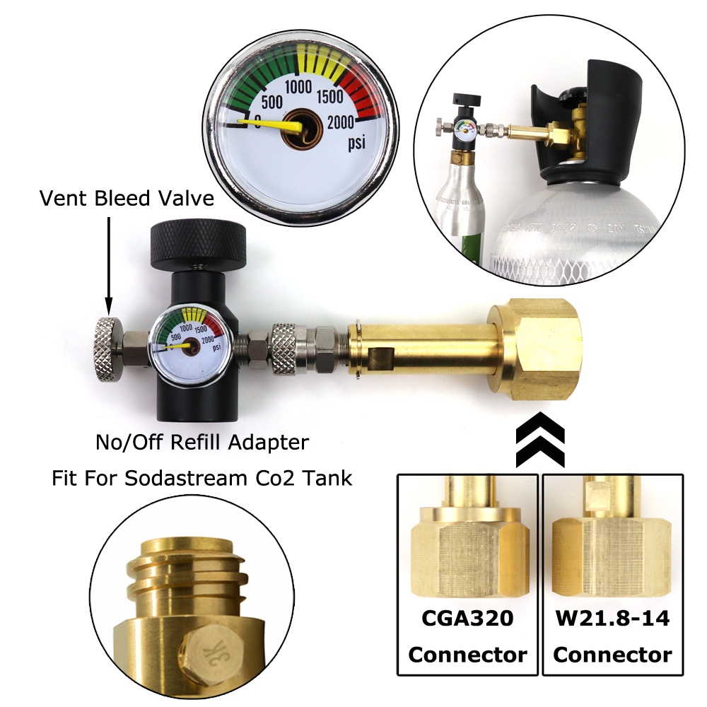Nuova stazione di rifornimento dell'adattatore dell'adattatore di ricarica del serbatoio del cilindro di Co2 Soda & Stream W21.8-14 o CGA320