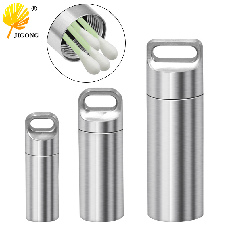 Mini sello impermeable de acero inoxidable 304, contenedor portátil para pastillas, lata sellada, llavero de botellas de almacenamiento