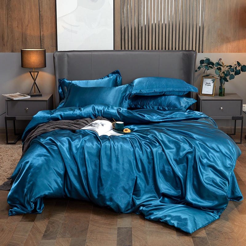 Conjunto de cama de cetim Conjunto de capa de edredom de luxo rayon Conjunto de capa de edredom king size