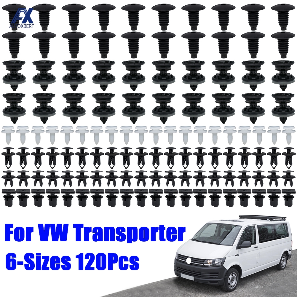 120x Per VW Transporter T4 T5 T6 Auto Trim Fodera Pinze Paraurti Fermo Motore Auto Sottocodone Copertura di Fissaggio In Plastica Push Rivetti