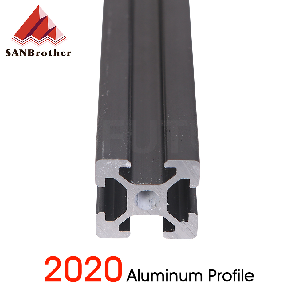 1PC czarny 2020 europejski Standard anodyzowany profil aluminiowy wytłaczanie 100mm - 800mm długość liniowa szyna 500mm do drukarki 3D CNC