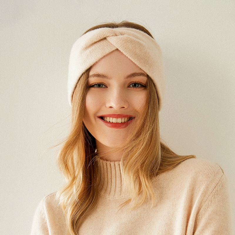 Jesień zima stałe Knitting 100% Cashmere kobiety pałąk tkania krzyż miękkie ciepłe futro zespoły dziewczyna włosów akcesoria wysokiej Quanlit
