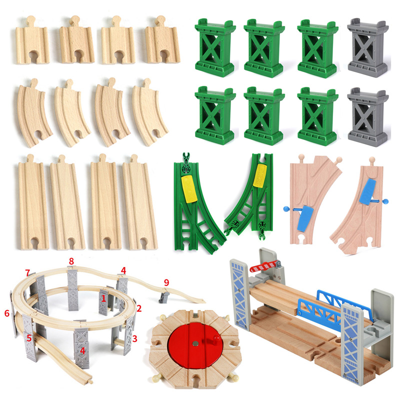 Alle Soorten Houten Trein Spoor Accessoires Beuken Houten Spoorlijn Fit Voor Alle Brand Trein Speelgoed Voor Kinderen Educatief