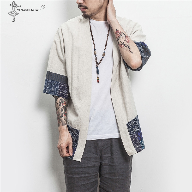 Kimono Japonais Traditionnel pour Homme, Cardigan Streetwear, Chemise Homme Haori, Vêtements de Samouraï Japonais, 5XL