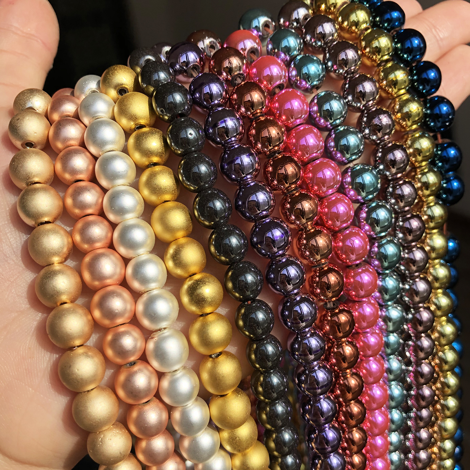 Cuentas redondas sueltas de hematita Multicolor de piedra Natural para hacer joyería Diy, accesorios de pulsera de 15 pulgadas, 2, 3, 4, 6, 8, 10mm