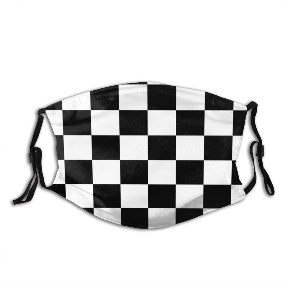 Chequered bandeira quadriculada corrida carro vencedor colcha capa de telefone edredon engraçado impressão pm2.5 reutilizável filtro máscara facial chequered